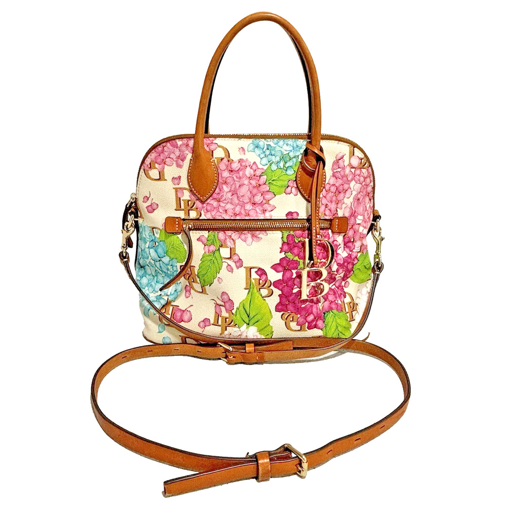 Dooney & Bourke Botanical Zip Top Satchel Bag White Floral Multi 2-way Crossbody